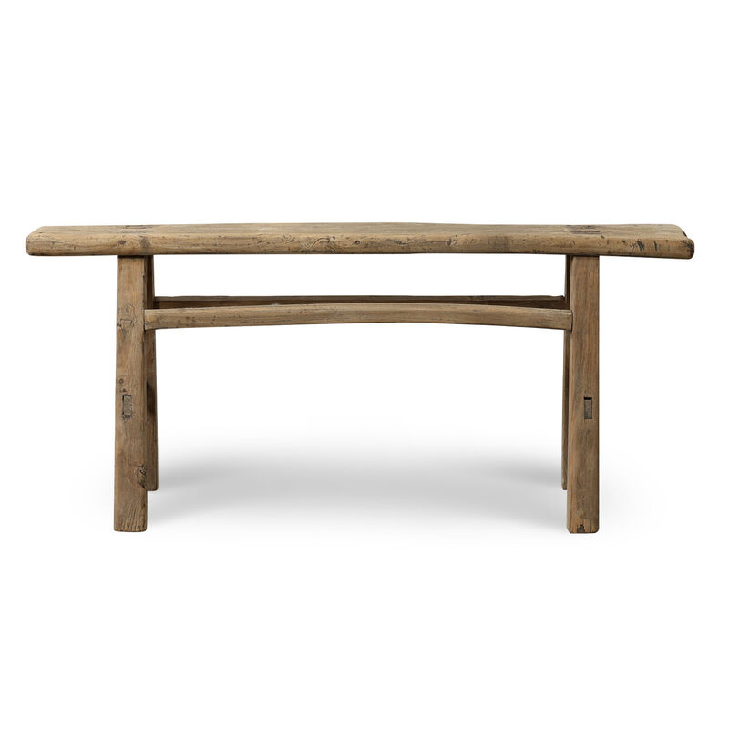 Vintage Solid Entryway Bench in Weathered Natural image number 0