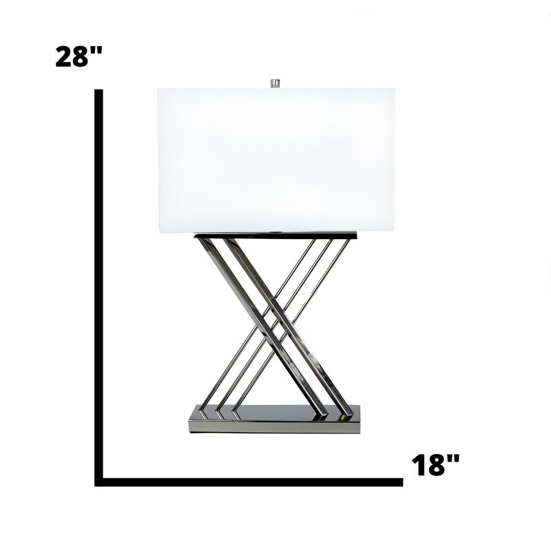 X Table Lamp Chrome Metal LED Light