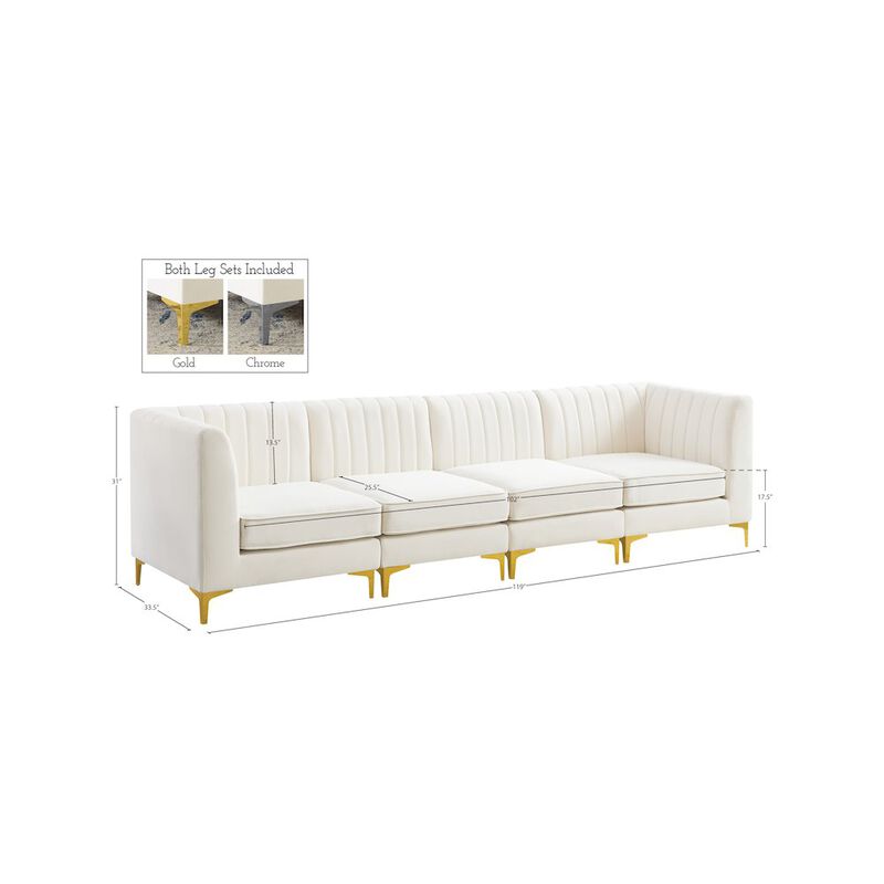 Meridian Furniture Alina Cream Velvet Modular Sofa