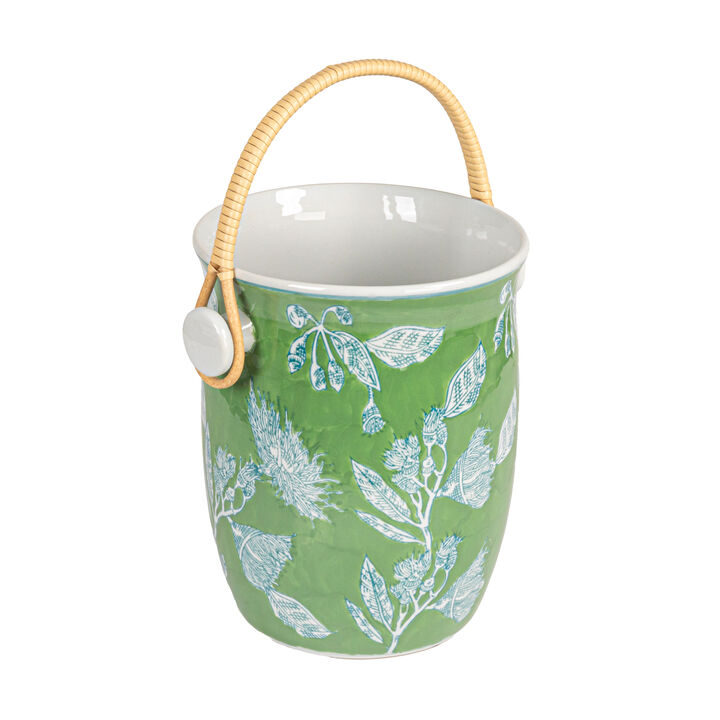 Ceramic Wine Cooler with Bamboo Handles