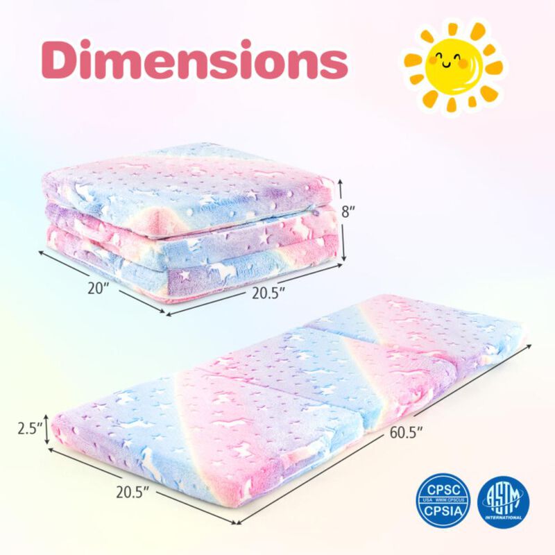Hivvago Foldable Floor Mattress for Kids with Washable Flannel Cover