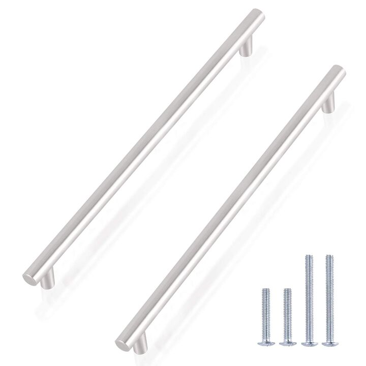 Gobrico T Bar Cabinet Pulls Brushed Nickel Kitchen Cupboard Handles, Satin Nickel Cabinet Handles Knobs 10 inch Hole Centers, St