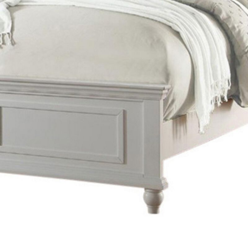 King Bedroom Set, White Wood, 3 Piece Set with 2 Nightstands image number 4