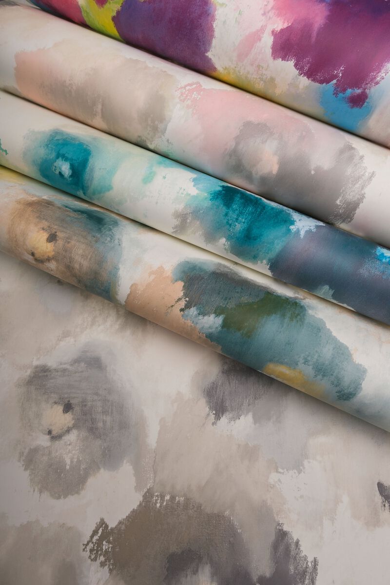 Impressionist Floral Copper & Blue Wallpaper (Double Roll) image number 7