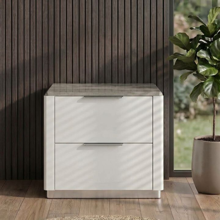 Orlissiq Marble-Top Nightstand
