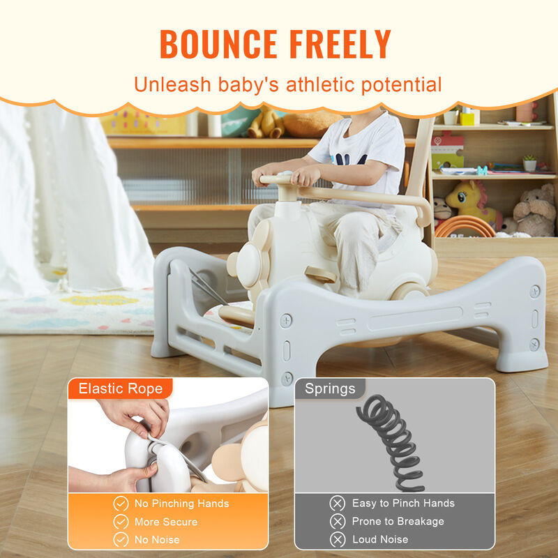 5-in-1 Toddler Ride-On Rocking Horse – Converts to Trampoline, Slide, Basketball Hoop & Swivel Toy for Ages 1–3