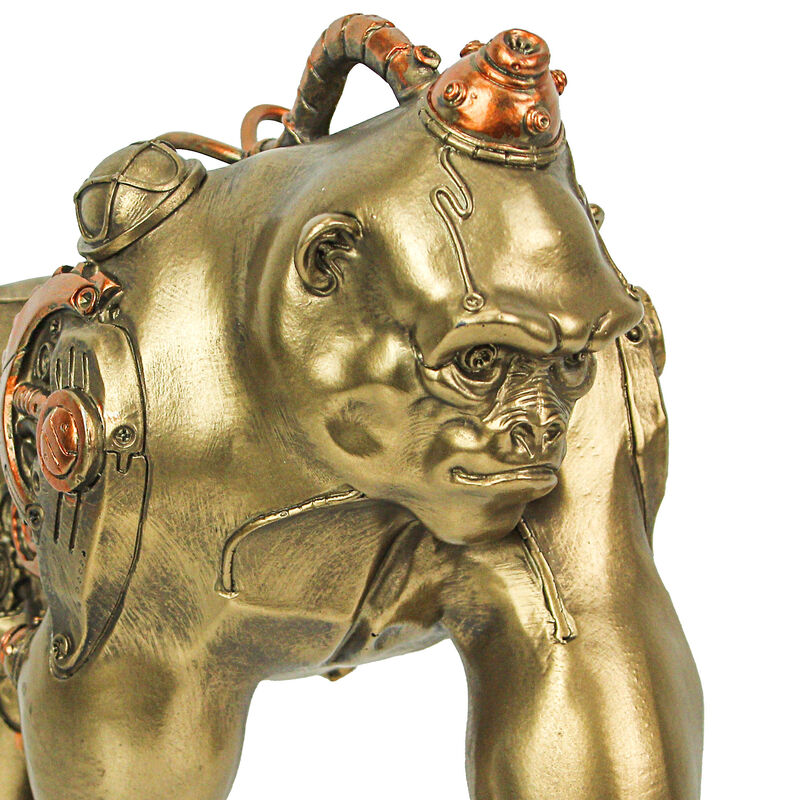 Resin Bronze Finish Steampunk Gorilla Sculpture Home Decor Statue Figurine Art image number 1