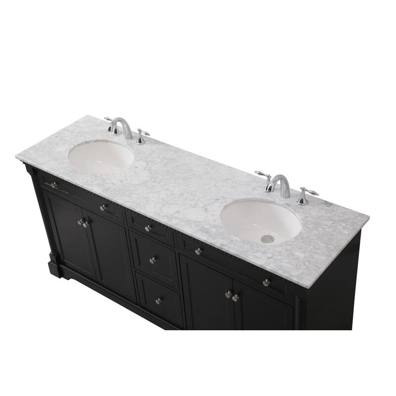 Elegant Kitchen and Bath 72 inch double bathroom vanity set in black