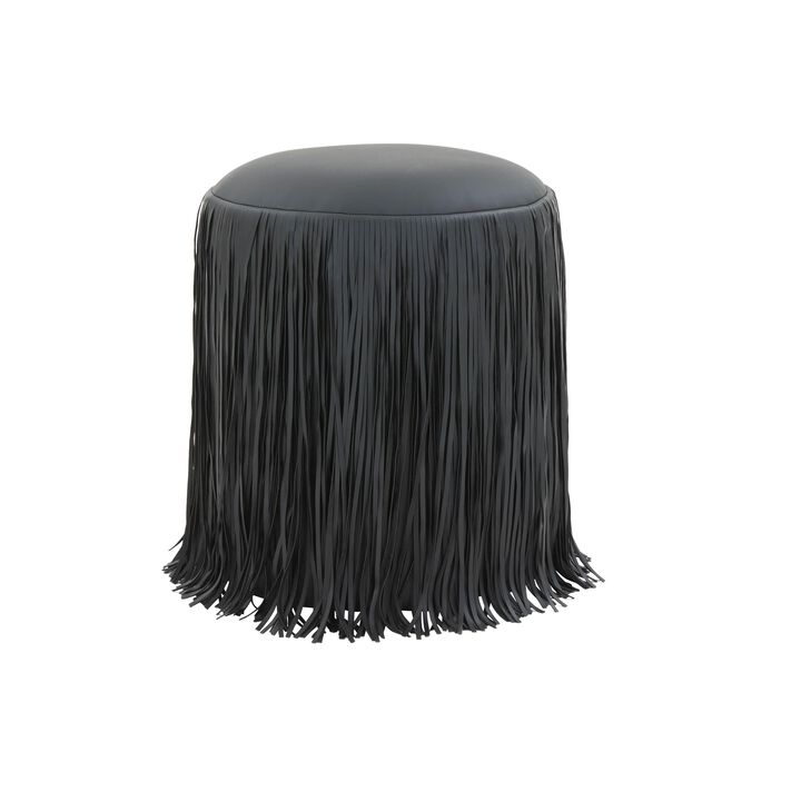 Shag Me Ivory Performance Vegan Leather Ottoman