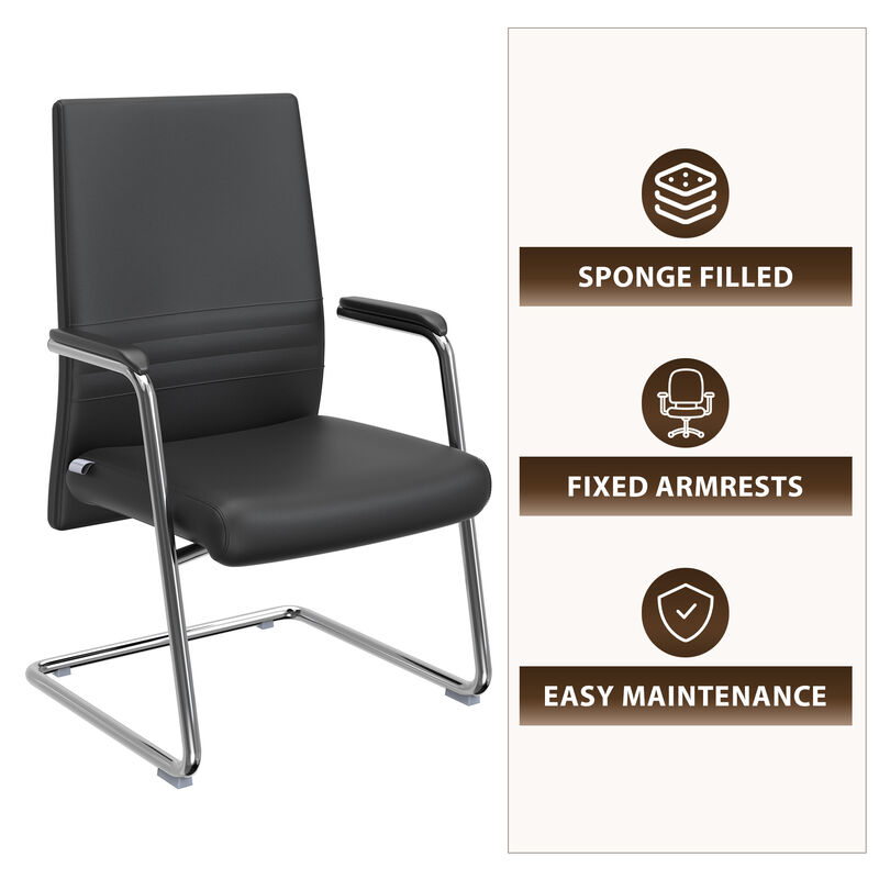 LeisureMod Aleen Mid-Century Modern Office Chair with Upholstered Seat and Metal Armrest