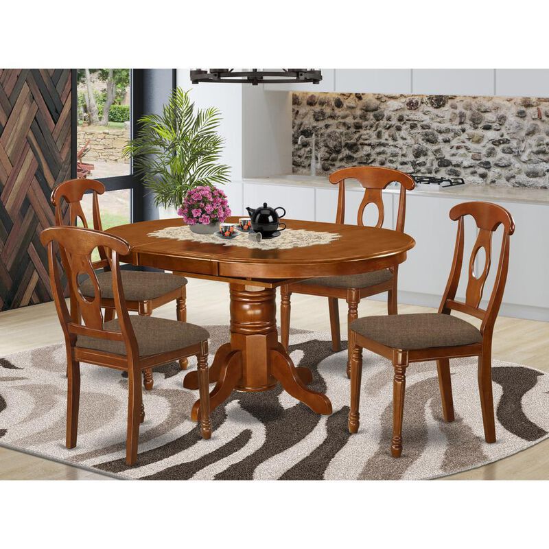 5 Pc Dining Set &ndash; Dining Table with Leaf and 4 Kitchen Chairs.