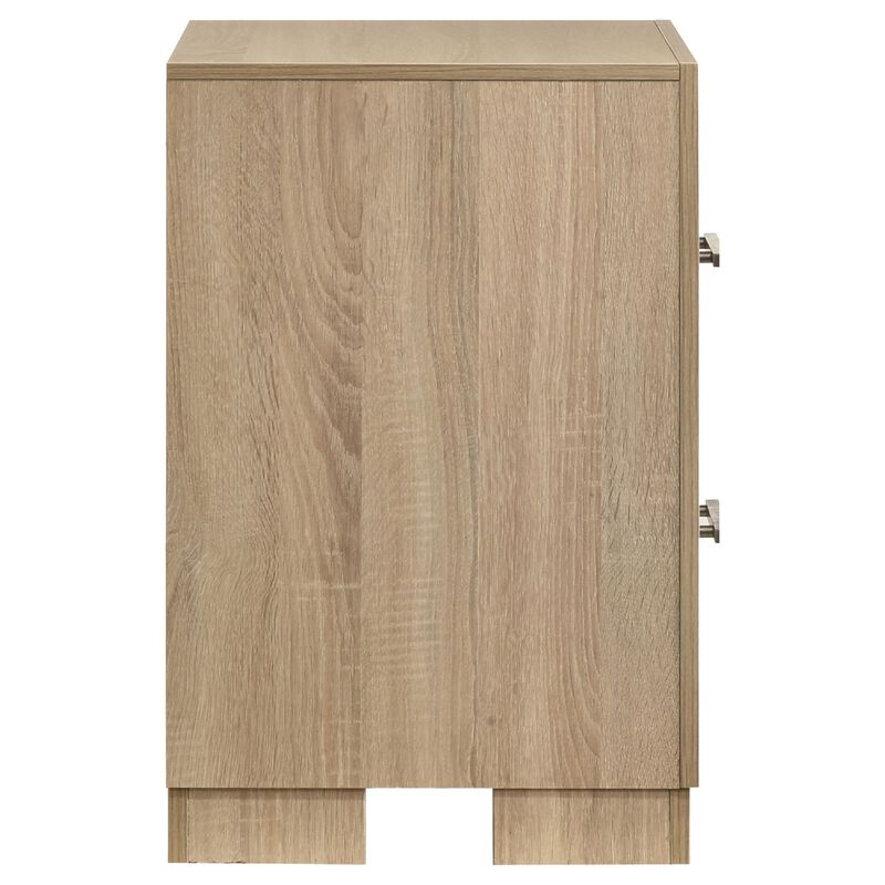 Poxy Nightstand, 2 Drawers and Hidden Casters, Oak Brown, 25 Inch image number 3