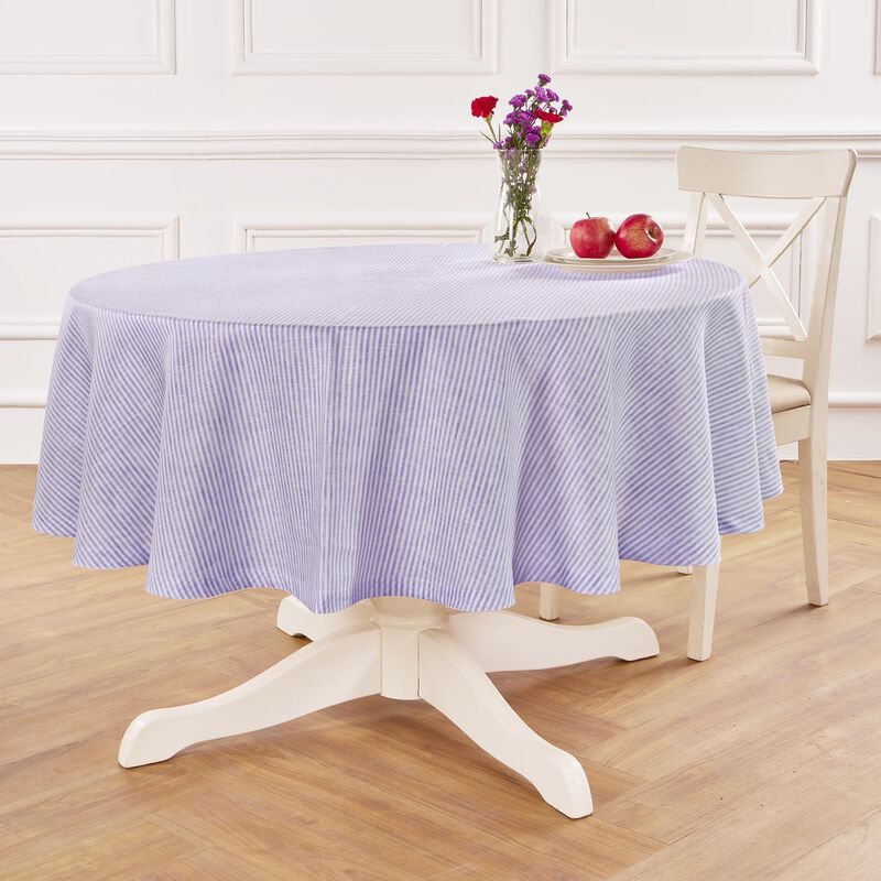 Linen Round Tablecloth - Narrow Stripe image number 0