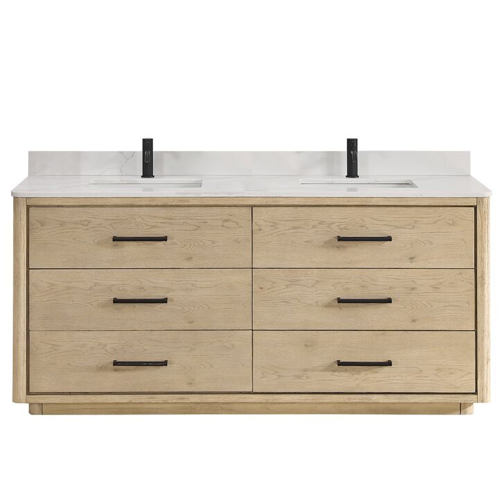 Vinnova Design Porto 72 Free-standing Double Bath Vanity in Aged Natural Oak