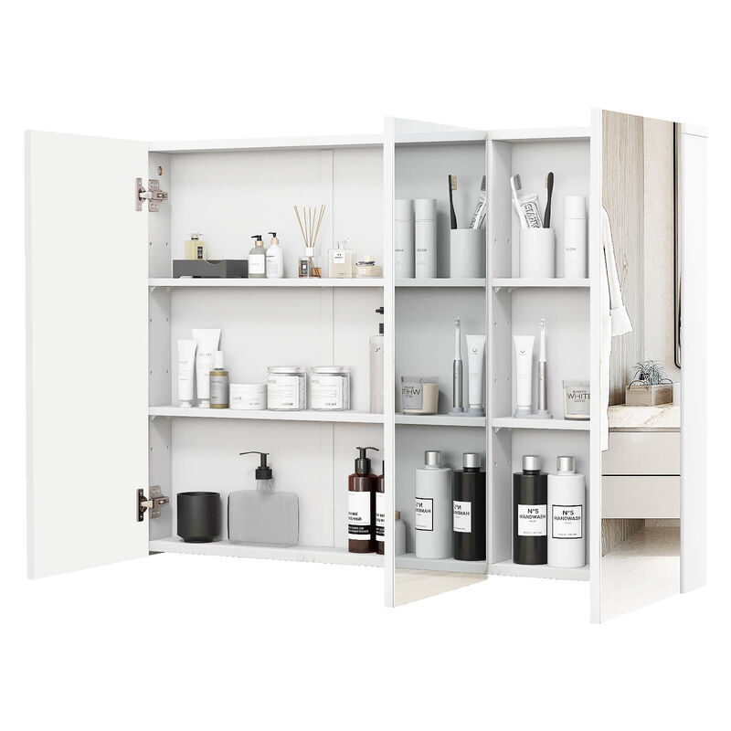 Costway 36" Wide Wall Mount Mirrored Bathroom Medicine Cabinet Organizer with Mirror Door