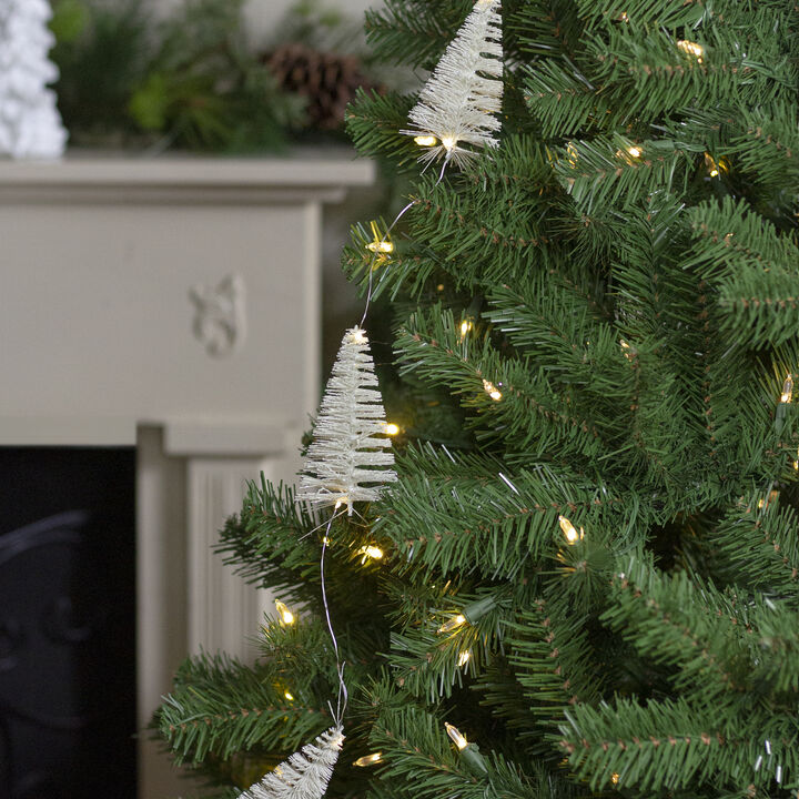 6.5' LED Lighted White Mini Sisal Tree Christmas Garland - Warm White Lights