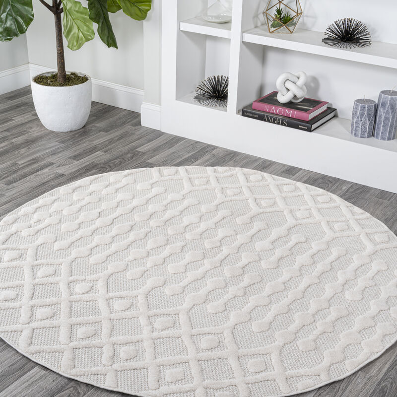 Peralta Moroccan Diamond Round Indoor/Outdoor Area Rug
