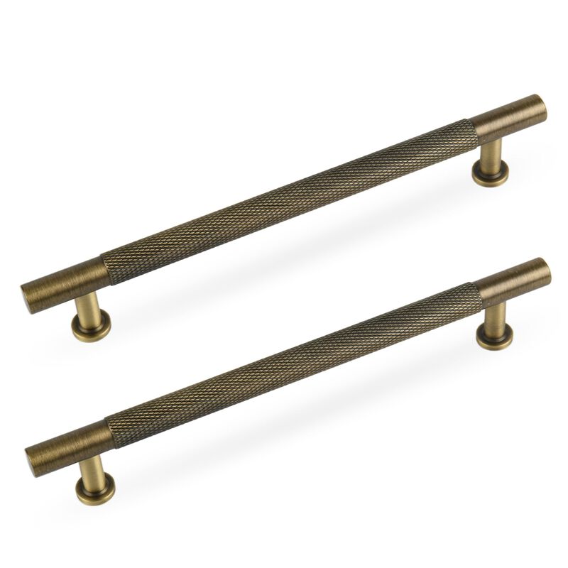 Urnew Antique Solid Brass Cabinet Handle, 6-1/4 inch knurled Dresser Drawer pulls, Vanity Bathroom Cupboard Wardrobe Household D