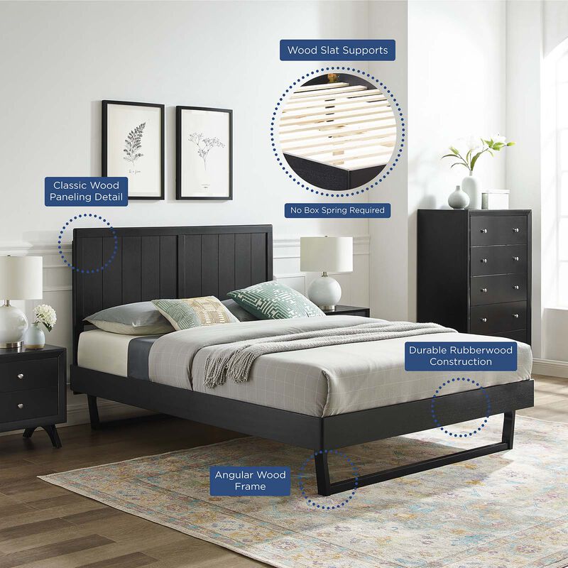 Modway - Alana Queen Wood Platform Bed with Angular Frame