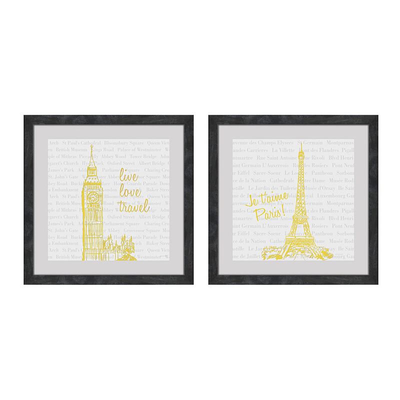 2 PC Live Love Travel Foiled Eiffel Tower Big Ben Wall Hanging Set image number 5
