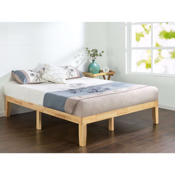 QuikFurn Full size Solid Wood Platform Bed Frame in Natural Finish