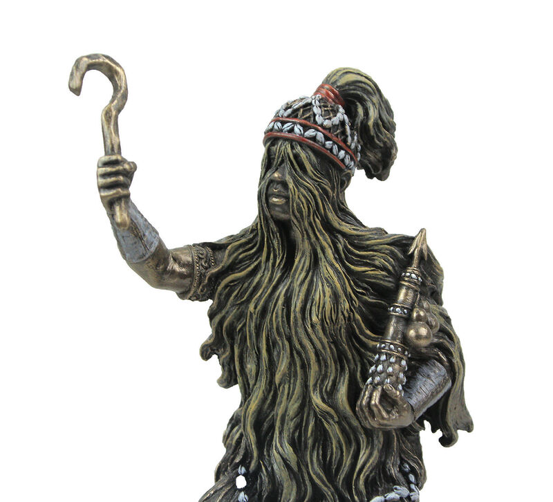 Bronzed Finish Babalu Aye Orisha of Health and Healing Statue 8.5 Inches Tall image number 3