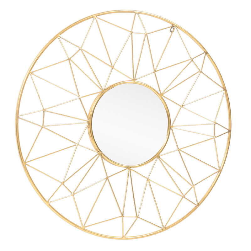 HomeRoots 32" Gold Metal Round Accent Mirror image number 0