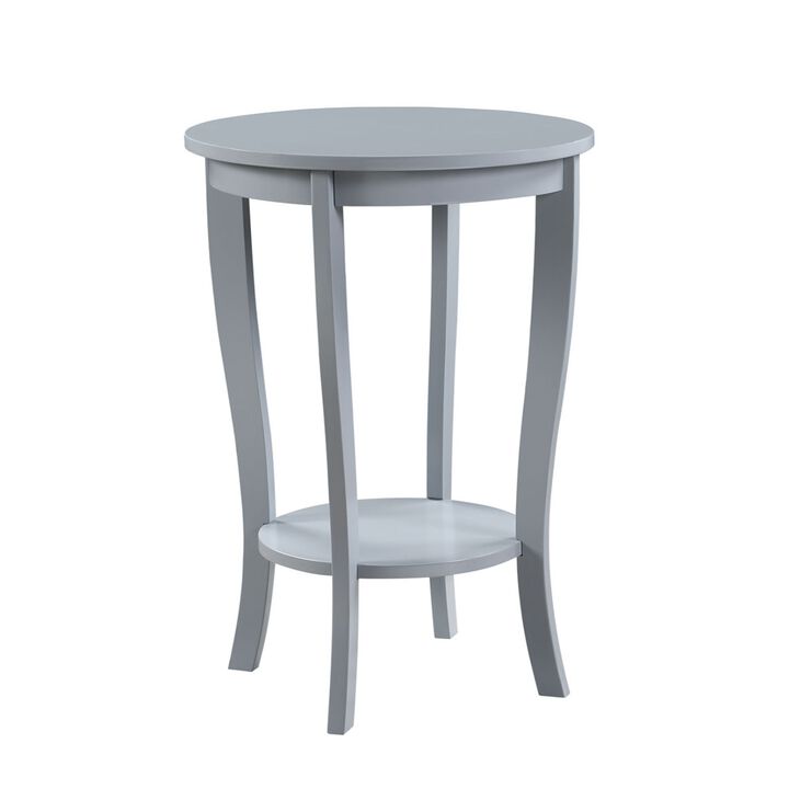 Convenience Concepts American Heritage Round End Table with Shelf, Gray