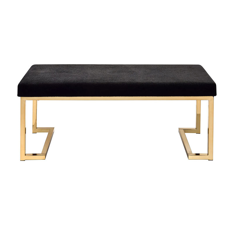 Fabric Bench in Black and Champagne Finish