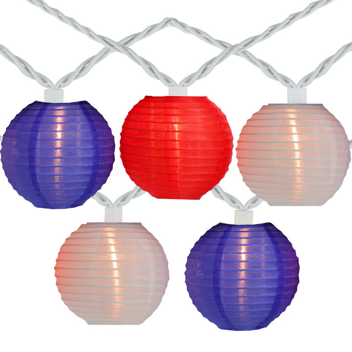 10-Count Patriotic Chinese Lantern 4th of July String Lights  7.5ft White Wire