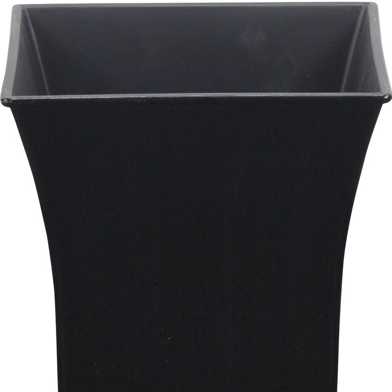 HomeRoots 7" Black Recycled Plastic Indoor Outdoor Square Pot Planter image number 2