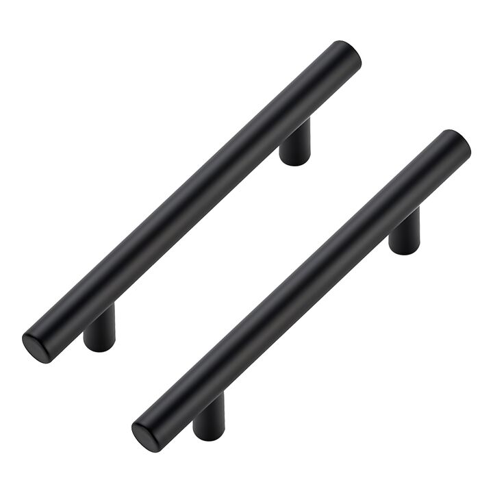 JOY DECOR 5 Pack Cabinet Handles, Black Cabinet Pulls, 3-3/4 in Hole Center Kitchen Hardware, Stainless Steel T Bar Handles for