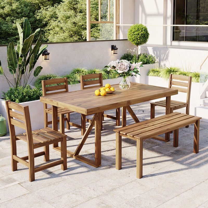 Whisen High-quality Acacia Wood Outdoor Table and Chair Set, Suitable for Patio, Balcony, Backyard - Natural Wood