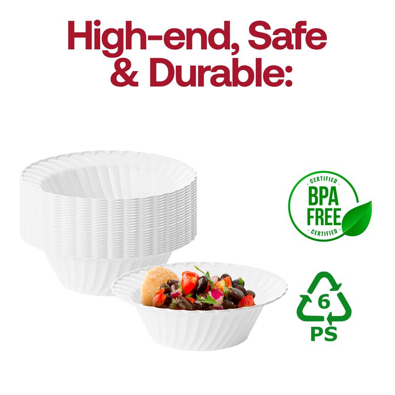 5 oz. White Flair Plastic Dessert Bowls (180 Bowls) image number 6