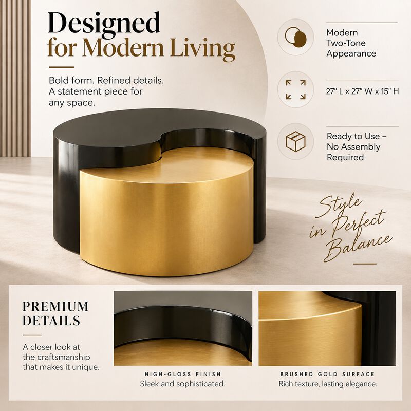 Zenavique Gold & Silver Yin-Yang Coffee Table image number 5