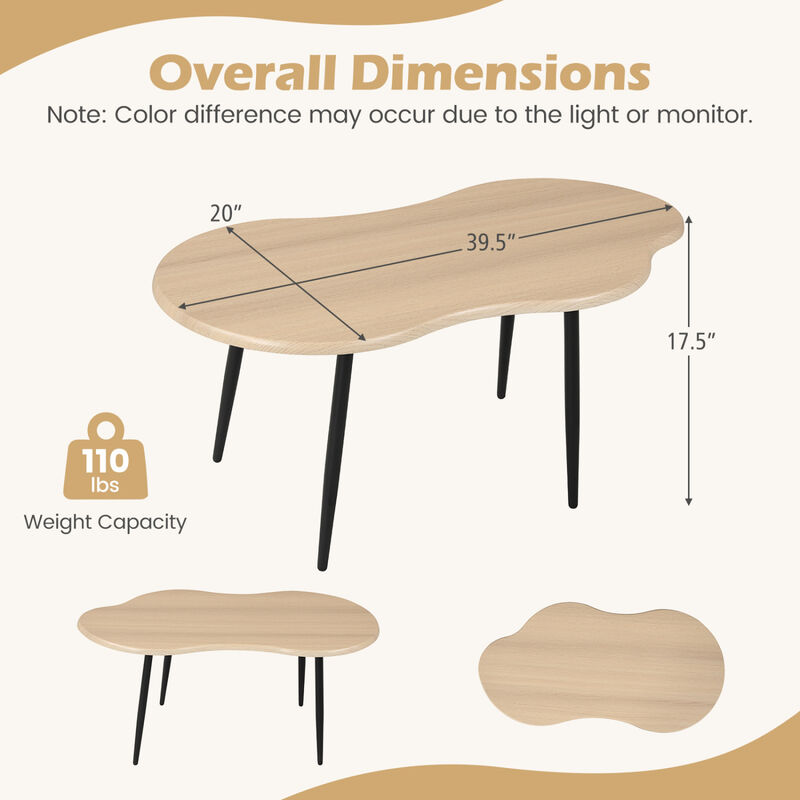 Unique Cloud Shape Coffee Table for Living Room with Metal Support Legs image number 2