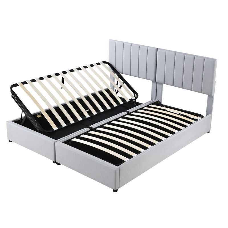Merax Upholstered Platform Bed with Hydraulic Storage System