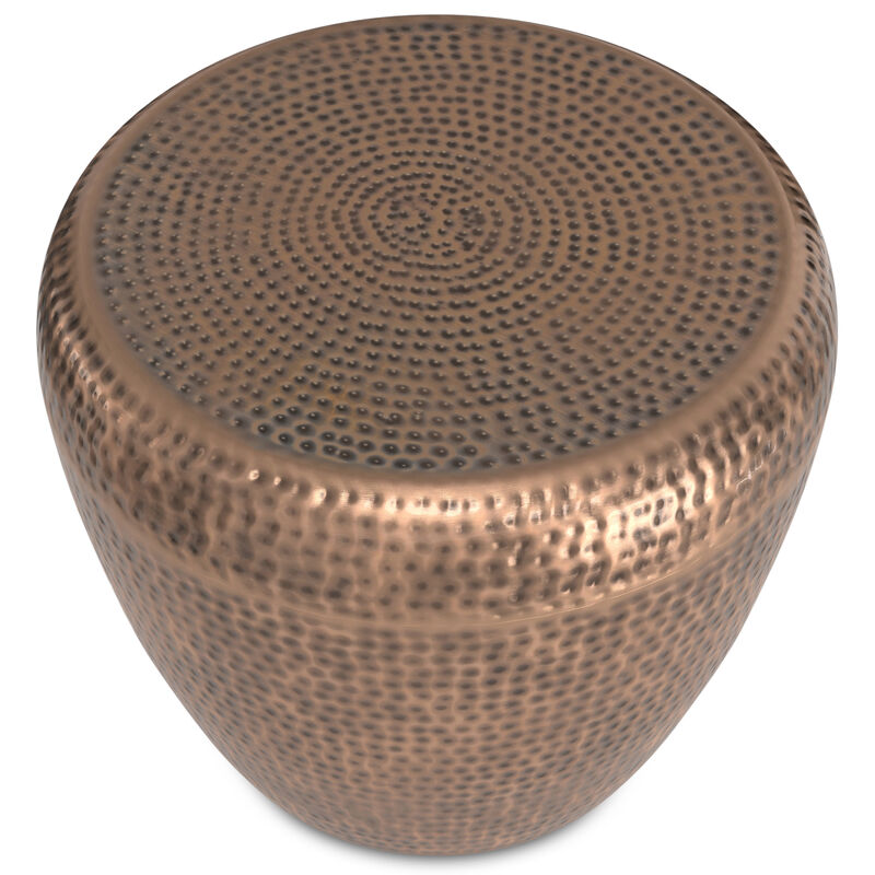 Preston Modern Industrial 22 inch Wide Metal Metal Side Table in Antique Copper, Fully Assembled