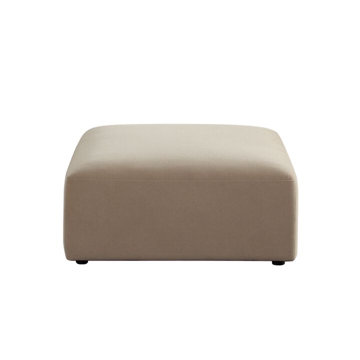 Zey Modular Ottoman, 37 Inch Square, Light Camel Brown Velvet