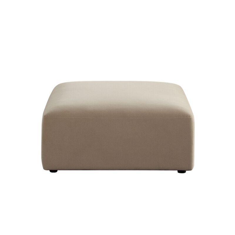 Zey Modular Ottoman, 37 Inch Square, Light Camel Brown Velvet