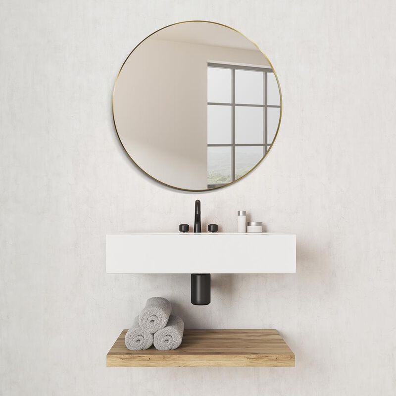 Altair Liceo 42 Circle Bathroom/Vanity Brushed Gold Aluminum Framed Wall Mirror