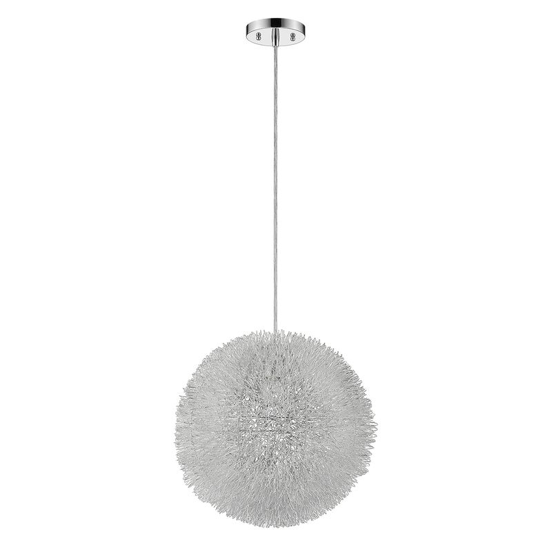 Hivvago Luminary 1-Light Metallic Silver Pendant With Hand Woven Aluminum Wire Shade (12")