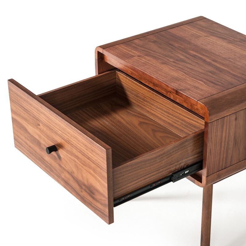 Modern Wooden Nightstand with Single Drawer – Mid-Century Style