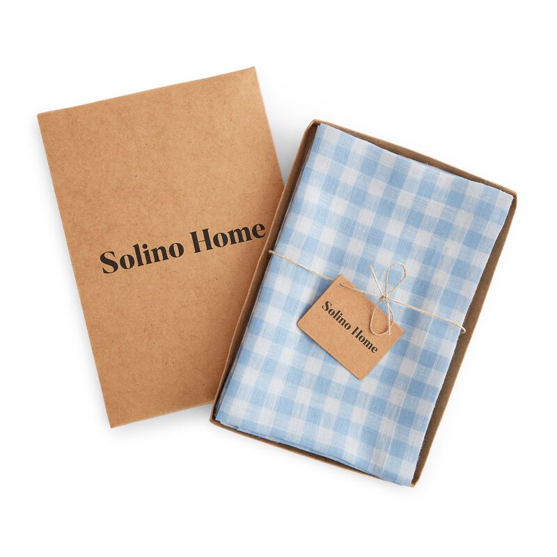 Solino Home Gingham Check 100% Linen Dinner Napkins &ndash; Set of 4, 20 x 20 in, Machine Washable, Holiday and Everyday Dining