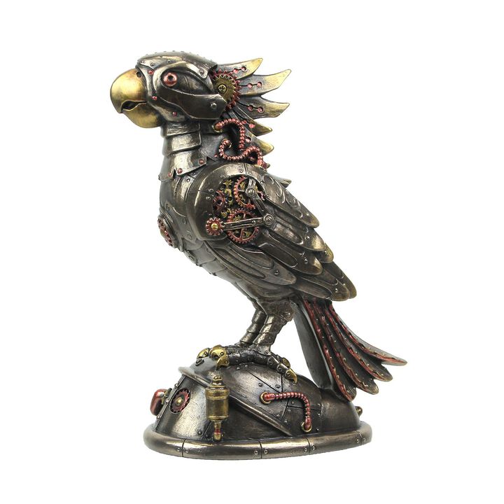 Steampunk Designed Cockatiel Parrot Bird Metallic Finished Tabletop Statue