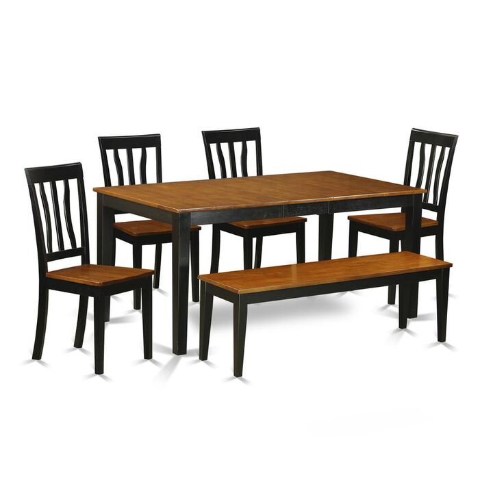 6 PC Kitchen Table set-Dining Table and 4 Dining Chairs plus a bench