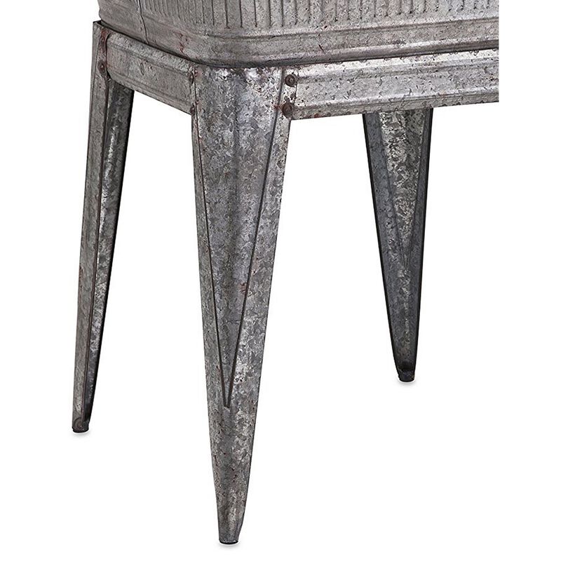32" Multi-Functional Galvanized Metal Tub on Stand with Angled Legs, Gray