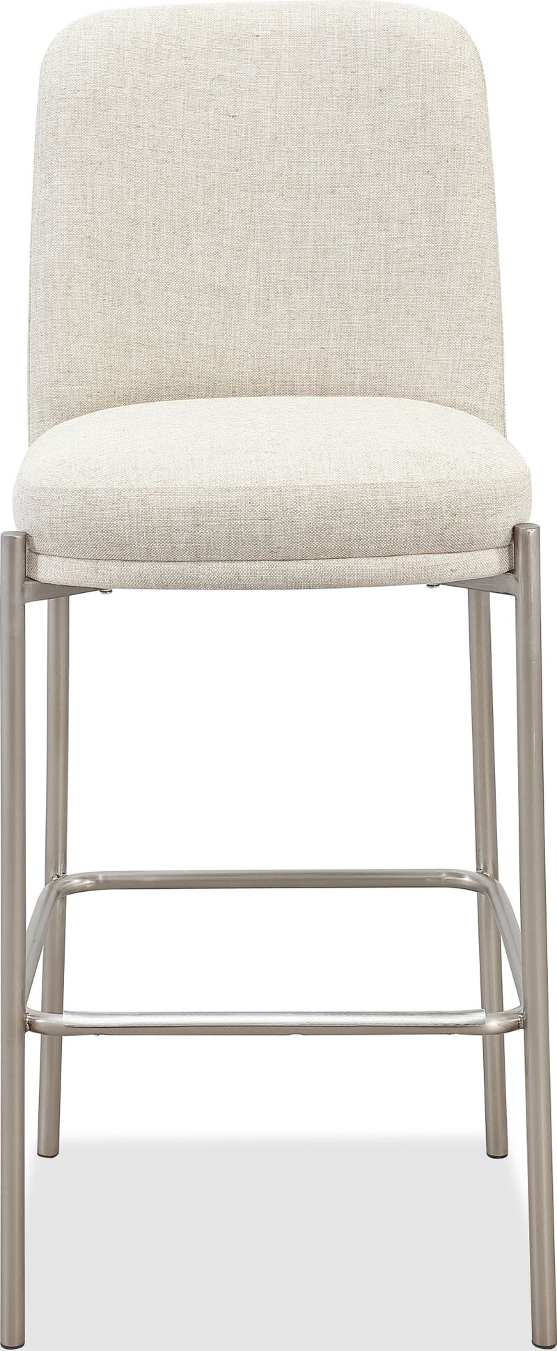 Dion Upholstered Bar Stool in Natural Light Linen and Brushed Nickel Metal - Set of 2