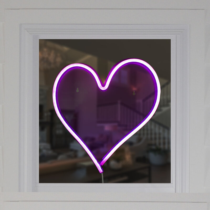13.5" Pink Heart LED Neon Style Valentine's Day Wall Sign