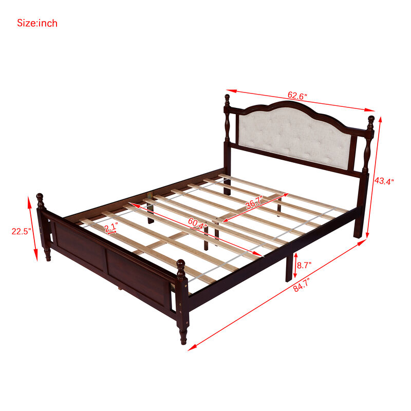 Lepvel Queen Pine wooden Bed image number 7